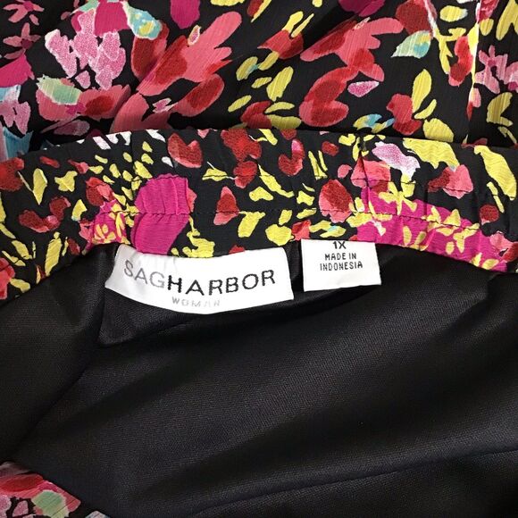 Sag Harbor Womens 1X Midi Skirt Floral Sheer Lace Elastic Waist Lined Pull On - Picture 5 of 8